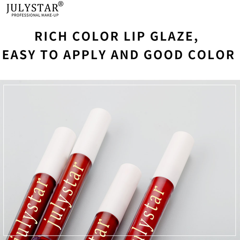 Julystar is niet gemakkelijk te vervagen of te plakken, de cup is vochtinbrengende, matte en lichtgewicht lipglossmake-up_voghion.com