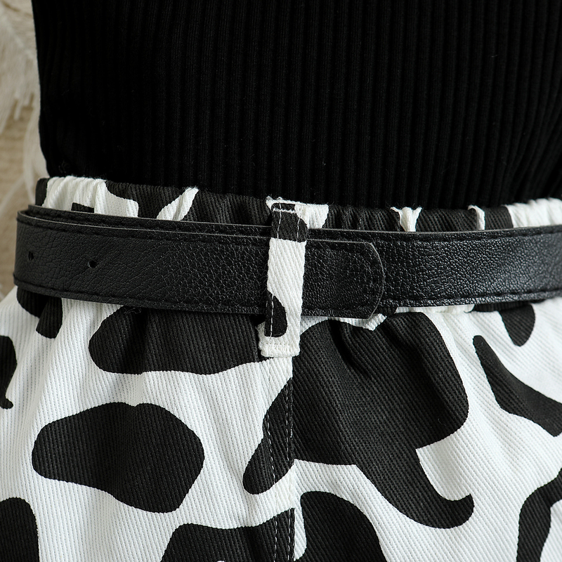 Abbigliamento per neonati Completo da bambina per bambini di taglia piccola e media, top ampio con scollo all'americana + pantaloncini Marsupio set da tre pezzi_voghion.com