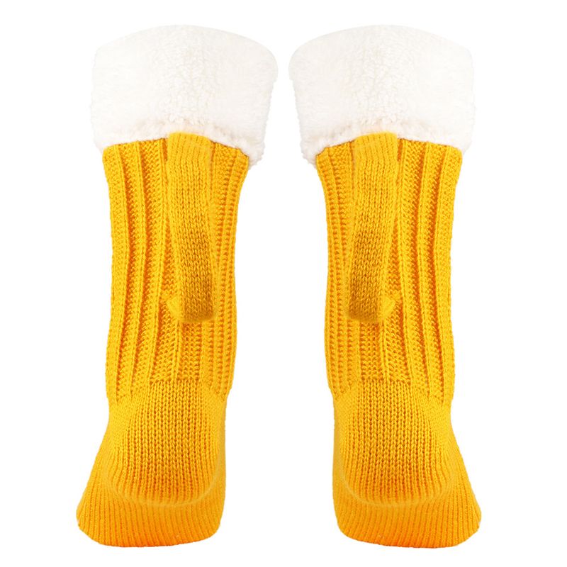 Chaussettes unisexes en laine mi-tube Chaussettes de bière créatives 3D Couvre-pieds tricotés Chaussettes de Noël Chaussettes de sol Chaussettes de bière chaudes_voghion.com