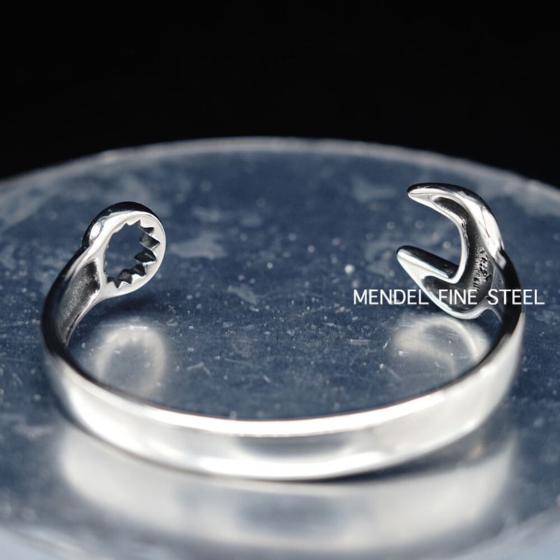 7" Mens Motorcycle Biker Punk Wrench Cuff Bangle Bracelet Stainless Steel Happy Father's Day Gift_voghion.com