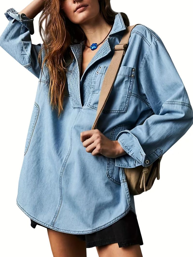 Damenbekleidung Langarmjacke V-Ausschnitt Modedesign Freizeitjacke_voghion.com