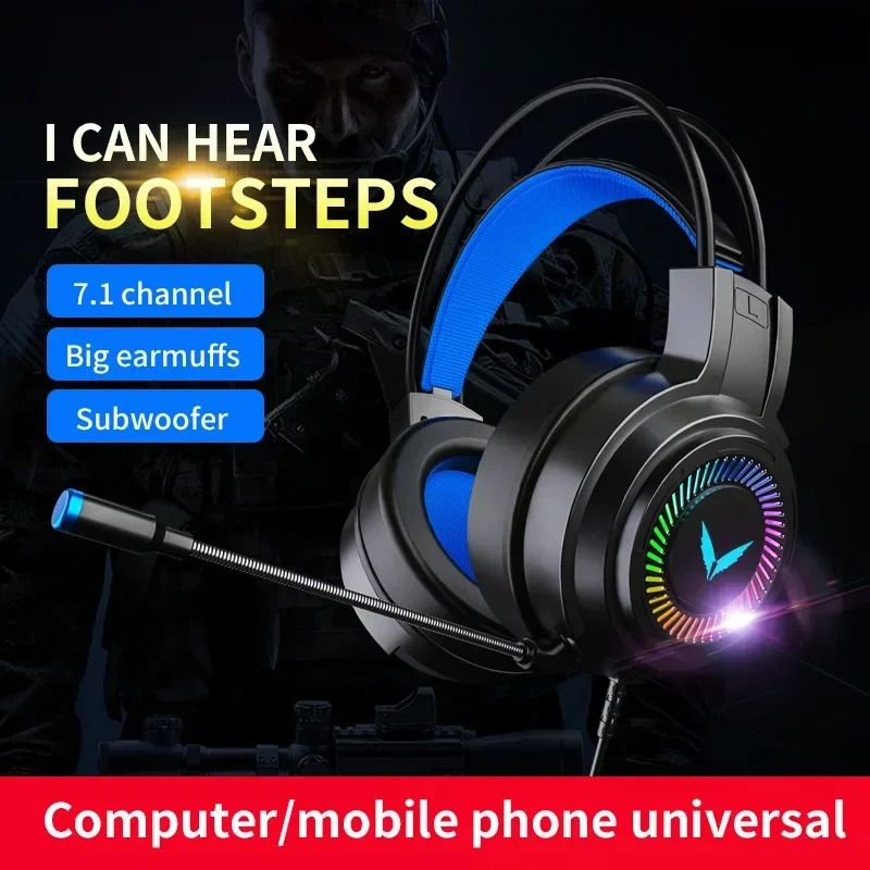 G60 Gaming Headset 7.1 Stereo SVirtual Surround Bass Earphone Headphone With Mic LED Light For Computer PC Gamer Foldable G58_voghion.com