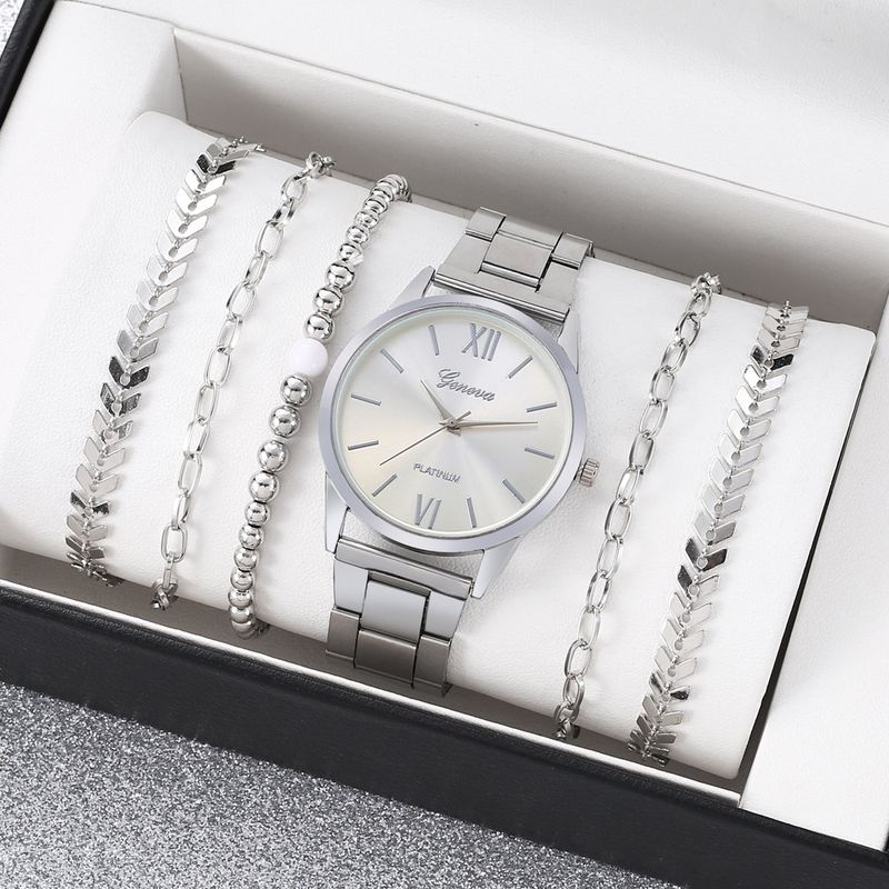 Novo relógio de quartzo, colar, pulseira, anel, brincos, joias requintadas, conjunto de quatro peças_voghion.com