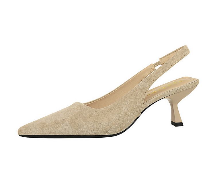 8295 Suede High-heeled Shoes With Pointed Hollowed Out Wine Glass Heel , Shallow Back Strap, Plain Single Shoe For_voghion.com