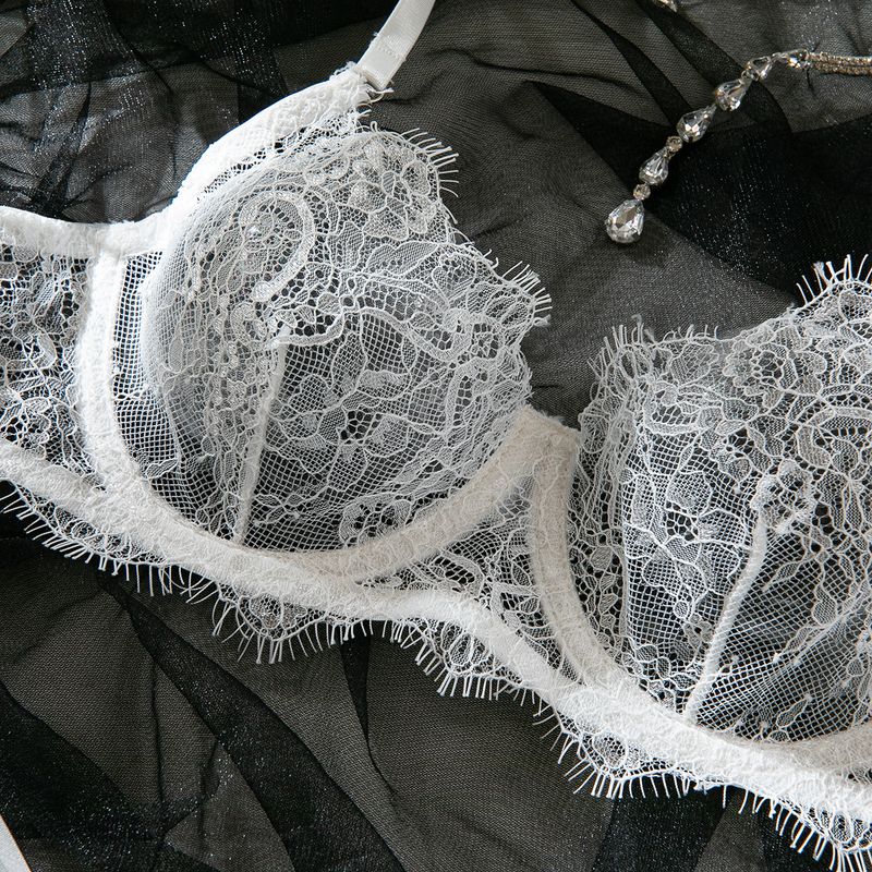 Women's Intimates Big Chest Small Thin Hollow Bra Thong Women's Underwear Set_voghion.com