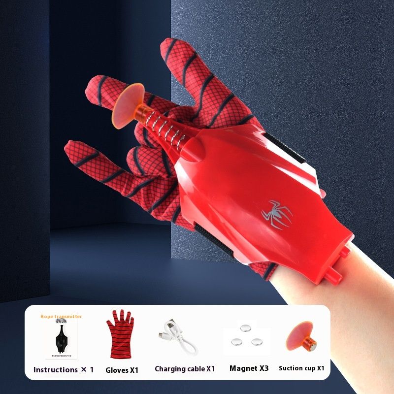 Man Spider Electric Launcher Genuine Silk Jet Gloves Children's Boys Black Technology Catapult Toy_voghion.com