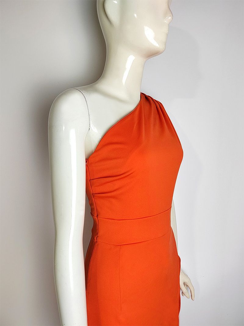 Women's Clothing One Shoulder High Waist Front Slit Temperament Hot Selling Dress_voghion.com