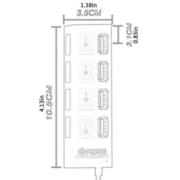 Hub USB 2.0 4 ports, répartiteur One Drag Four, mini hub Plug and Play à petite prise / répartiteur USB 4 ports_voghion.com