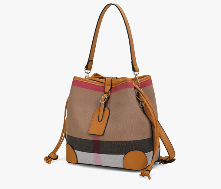 2023 Nieuwe high-end netto rode canvas geruite emmertas Damestas Buitenlandse stijl Messenger bag met enkele schouder_voghion.com