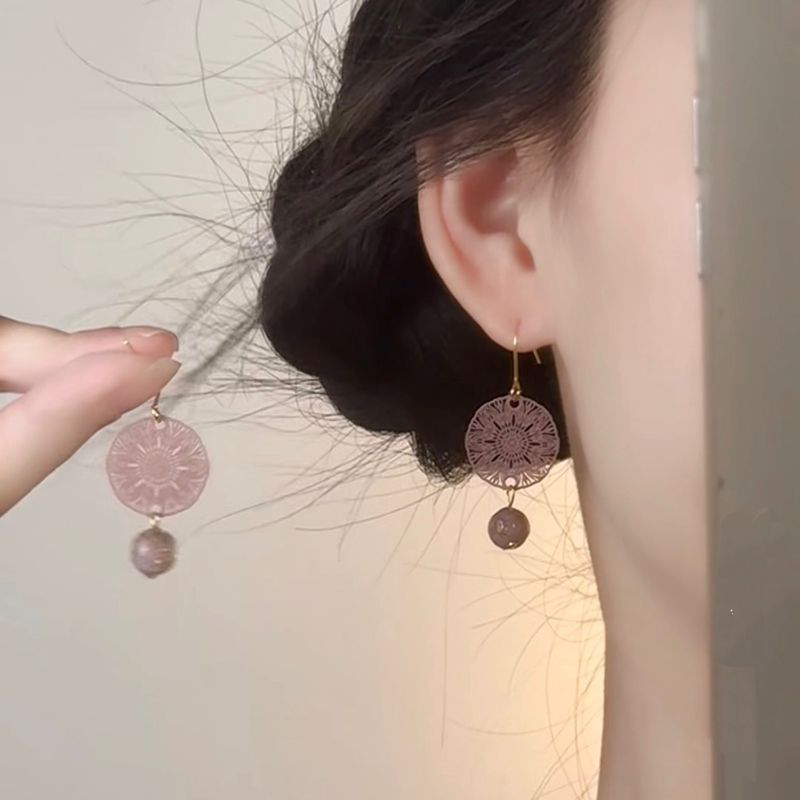 Nuovi orecchini di lusso di alta qualità con perline di vetro a goccia in stile cinese, versatili e semplici, con ganci per le orecchie, leggeri e alla moda._voghion.com