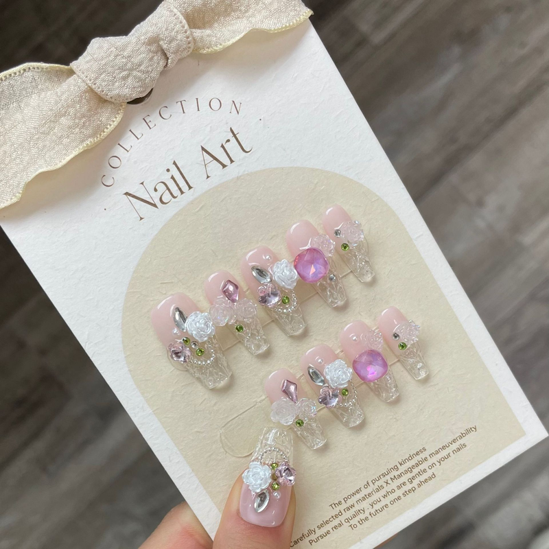 10 Stück Aurora bunte handgemachte gefälschte N mit Schmetterling Mondform Strass Nagelspitzen lange Ballerina drücken Sie auf F Ail ail_voghion.com
