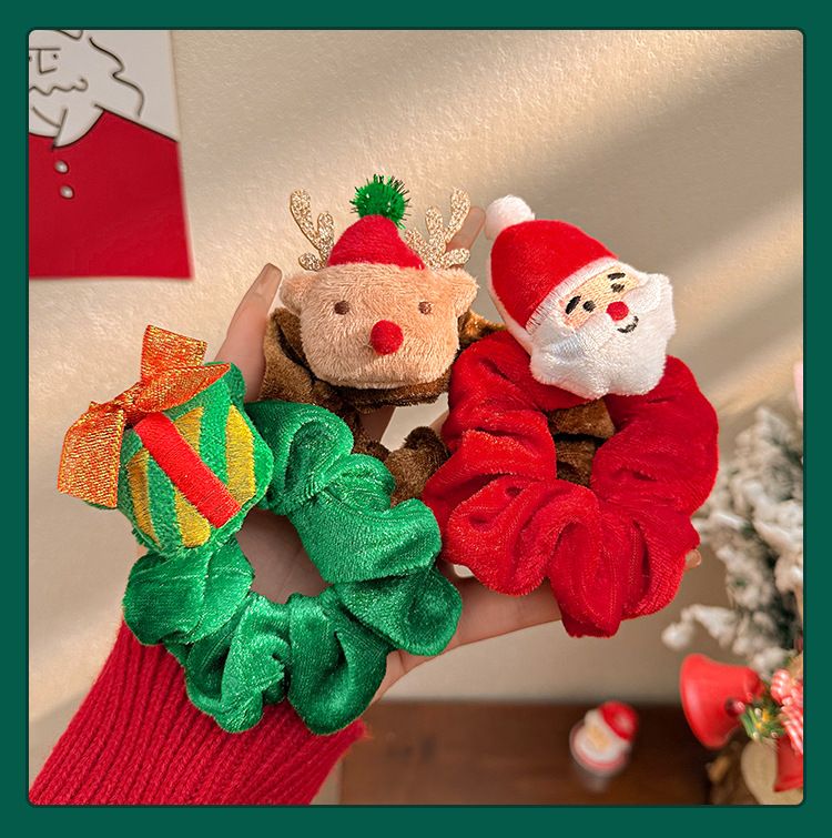 Elastici per capelli a forma di renna natalizia - Elastici per capelli carini ed elastici per le feste con adorabili decorazioni in peluche, elastici per coda di cavallo festivi_voghion.com