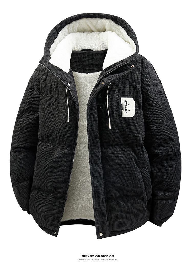 Piumino corto con cappuccio caldo invernale da uomo - Cappotto trapuntato leggero con design antivento, abbigliamento casual da strada per ragazzi_voghion.com