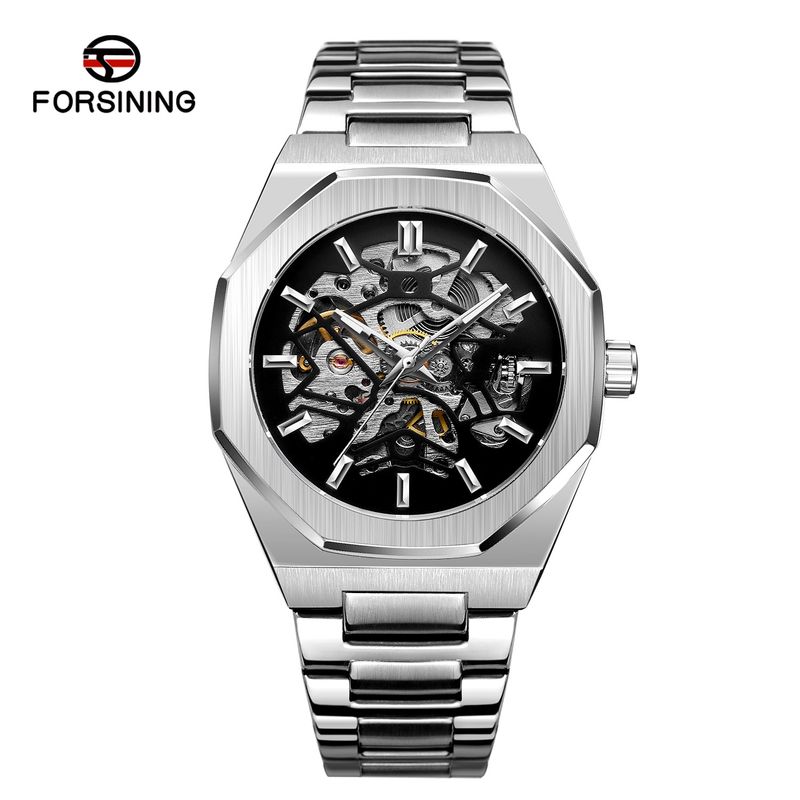 Montre mécanique automatique squelette tendance pour homme avec fonction heure universelle, boîtier en acier inoxydable de 41 mm, verre minéral, bracelet en alliage_voghion.com