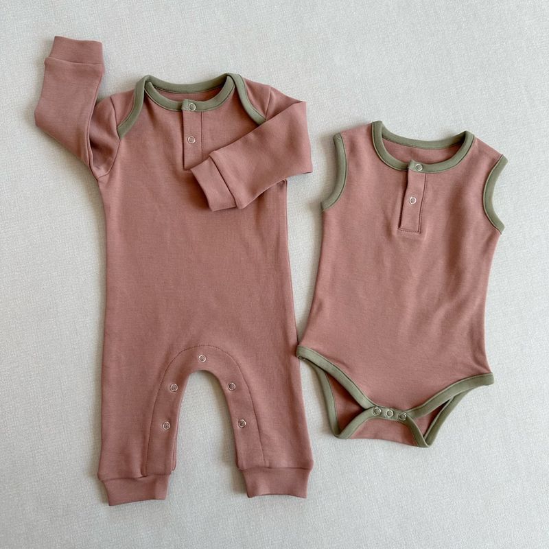Heißer Verkauf Baby Baumwolle Ärmellose Weste Klettern Kleidung Baby Nordic Stil Außenhandel Unibody Kleidung Multicolor Tasche Fett Kleidung_voghion.com