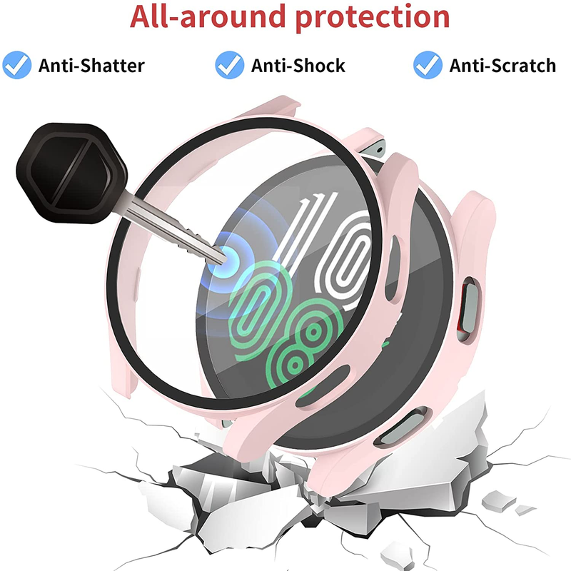 Glas + Case voor Samsung Galaxy watch 4 44mm 40mm Accessoires PC rondom Anti-val bumper cover + Screen protector Galaxy watch 5_voghion.com