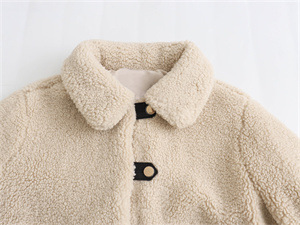 Damen-Kurzjacke aus einfarbigem Revers-Fleece aus Lammwolle_voghion.com