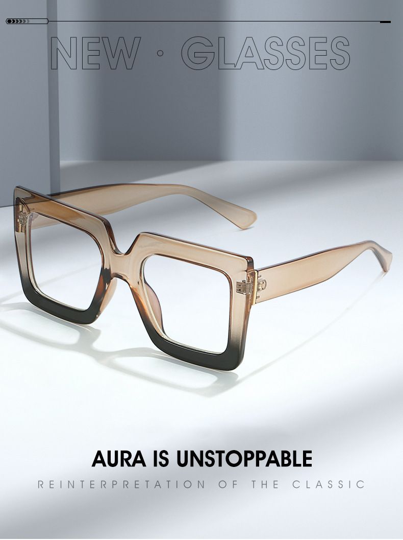 New Large Anti Blue Light For Women, Fashionable Computer Goggles, Dual Color Transparent Square Glasses Frame_voghion.com