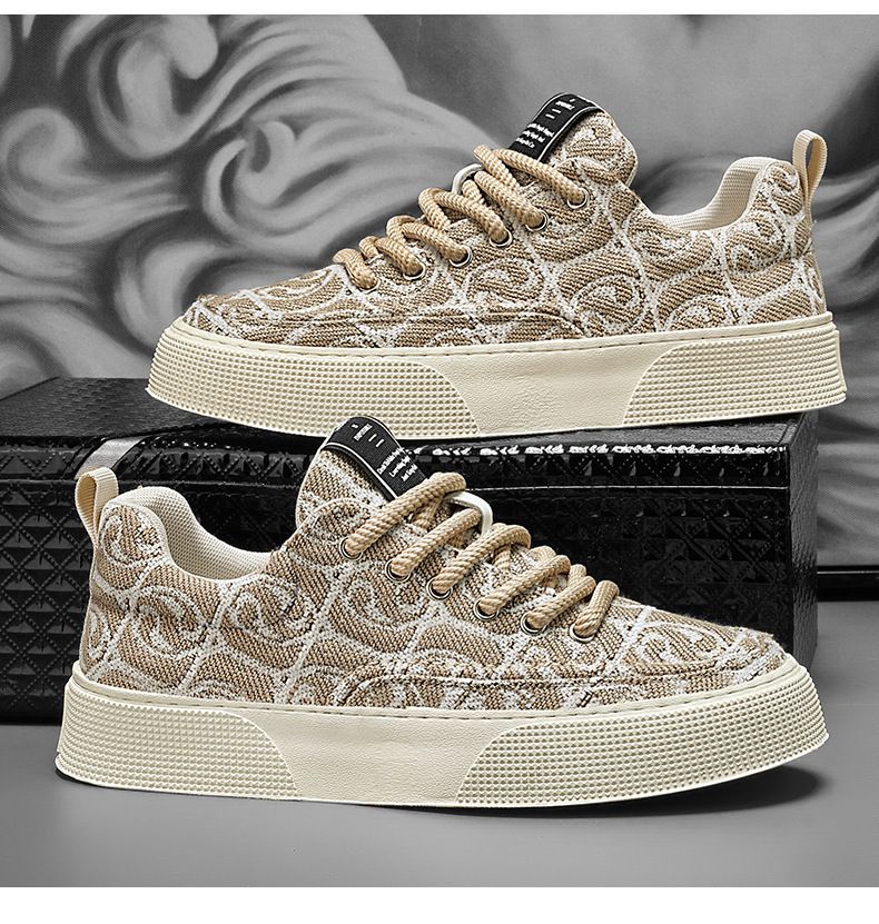 Chaussures en toile pour hommes, chaussures basses, été 2024, nouvelle niche, chaussures basses imprimées, chaussures de sport décontractées à semelle épaisse pour hommes_voghion.com