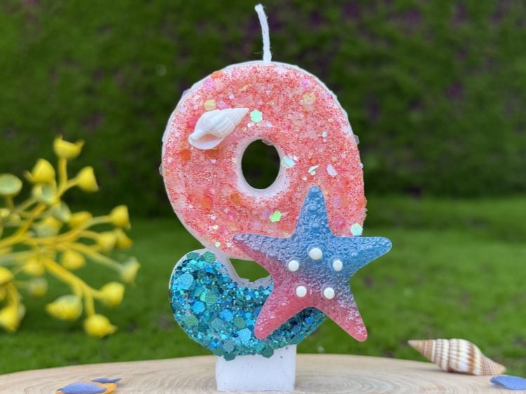 Creative Digital Cake Party Decoration First Birthday Candle Handmade DIY Ocean Starfish_voghion.com