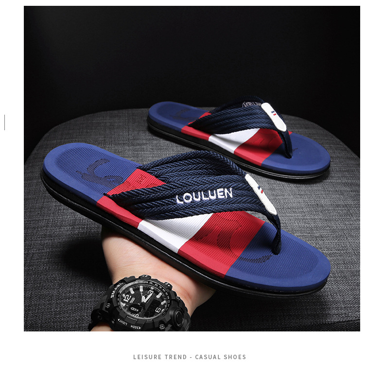 2024 Neue Sommerfußklemme für Herren mit Fischgrätenmuster, rutschfeste Strandpantoffeln mit weicher Sohle_voghion.com
