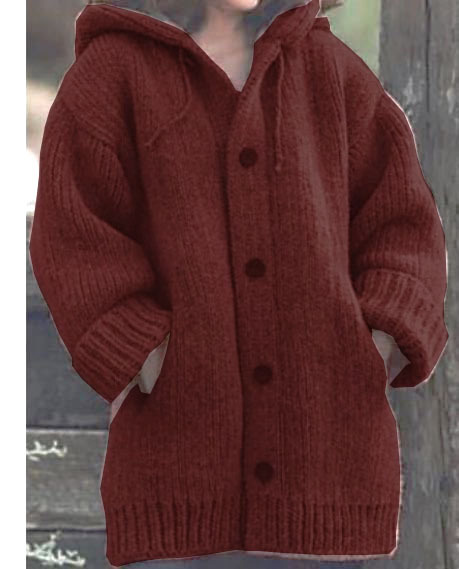 Damenpullover, Strickjacke, Strickpullover, mittellanger Mantelpullover_voghion.com