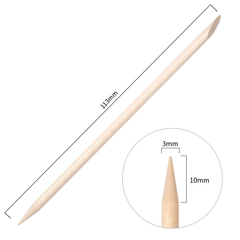 Multifunctional Cuticle Pusher Tool Beech Adhesive Small Drill Clean Excess Nail Polish Orange Wood Stick_voghion.com