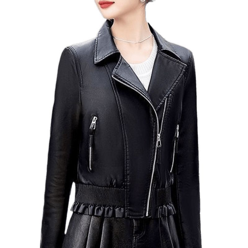Veste courte en cuir de style coréen 2025 pour femmes de petite taille, manteau décontracté tendance pour le printemps et l'automne_voghion.com