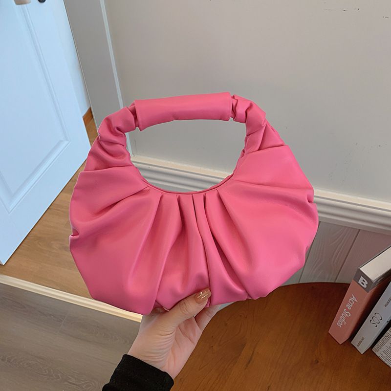 Borsa a tracolla elegante da donna in PU tinta unita con design a nido d'ape plissettato, alla moda e alla moda._voghion.com