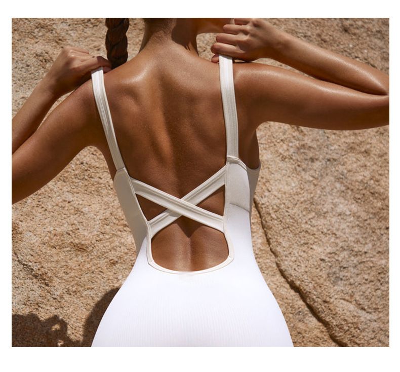 Seamless Cross-Back Yoga Bodysuit – High-Waisted Tummy Control Workout Top With Quick-Dry & Stretchy Fabric For Women_voghion.com