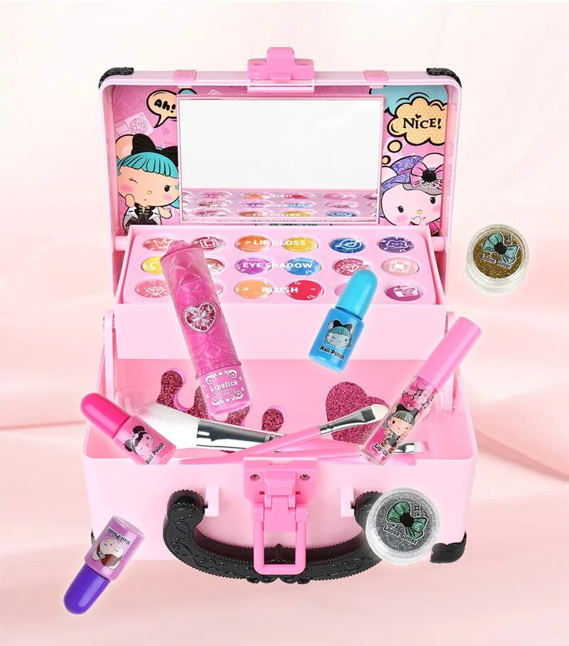 Make-up-Set für Kinder, Make-up-Set für Mädchen, Prinzessinnen-Make-up-Set, ungiftiges Kosmetikspielzeug, frühes Lernen, pädagogisches Spielzeug für Mädchen, Geschenk_voghion.com