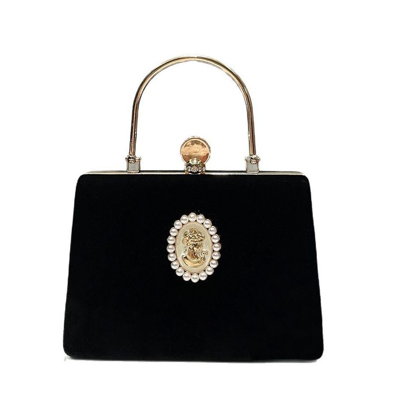 Borsa a mano in velluto nero, elegante, stile francese, piccola pochette da sera, di alta qualità, alla moda_voghion.com
