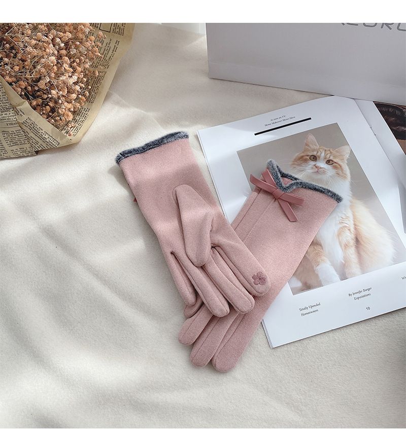 Guanti invernali da donna con touch screen, per guida e ciclismo, in pile spesso per isolamento dal freddo e calore, versione coreana_voghion.com