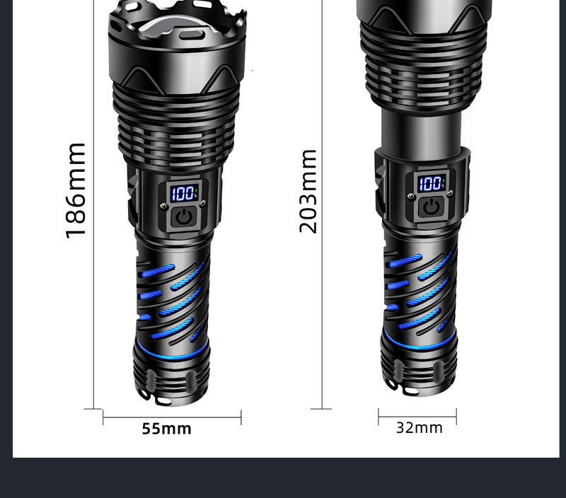 Super-Laserkanone Outdoor Ultrahelle Langstrecken-Zoom Tragbare Notfall-LED-Taschenlampe Wiederaufladbar_voghion.com
