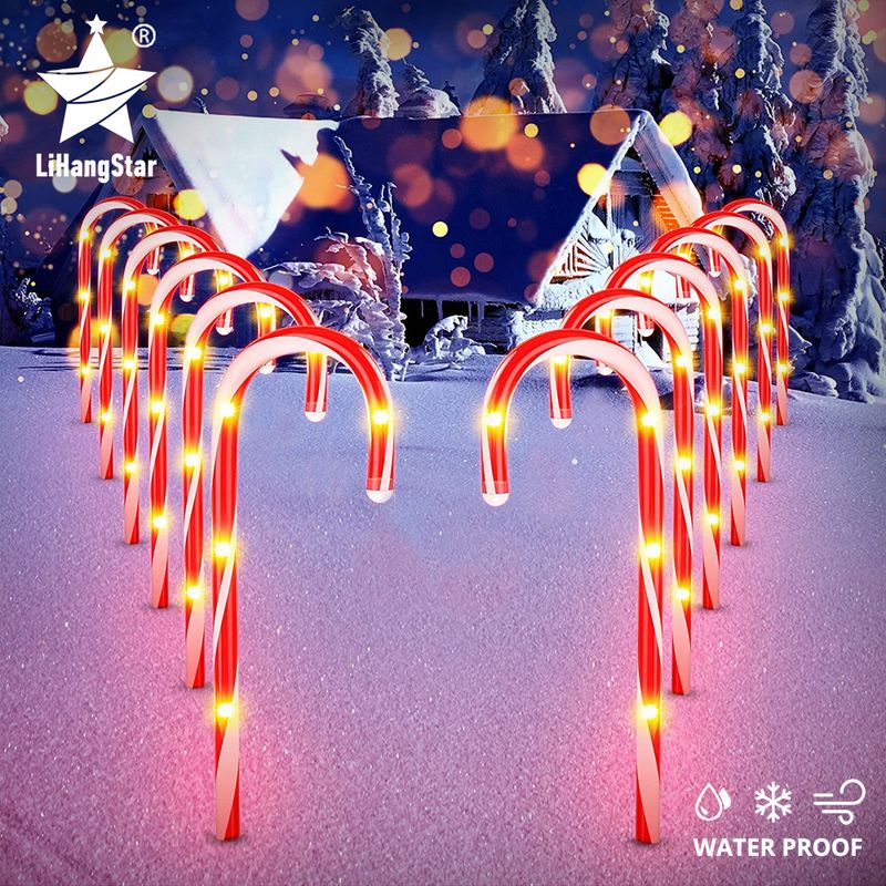 Zonne-energie Kerst Candy Cane Light Buiten Waterdicht Kerst Daglicht LED Huis Tuin Passage Binnenplaats Gazon Decoratie Licht_voghion.com