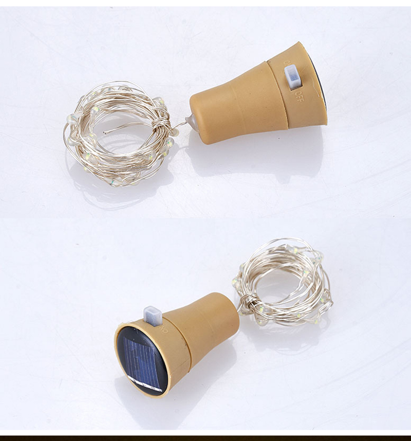 Stringa solare per bottiglia di vino 2M 20LED Filo di rame Fata Luci a forma di sughero Lampada da giardino per decorazioni natalizie per feste di nozze_voghion.com