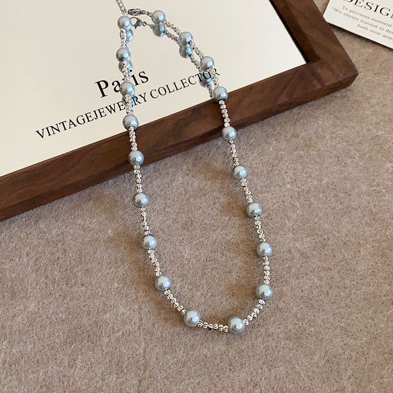 Cold Wind Zircon Round Pendant Pearl Necklace Women's Style Versatile Clavicle Chain Fashion Luxury Jewelry Accessories_voghion.com