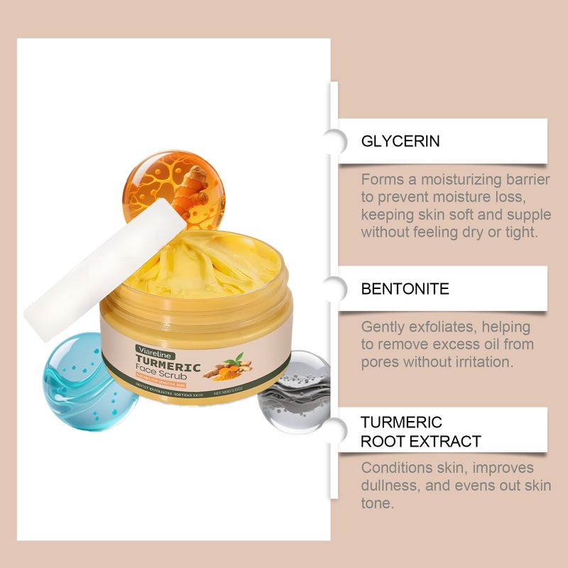 Viareline Turmeric Exfoliating Facial Scrub Gentle Cleansing Softening Nourishing Moisturizing Hydrating Body Balm_voghion.com