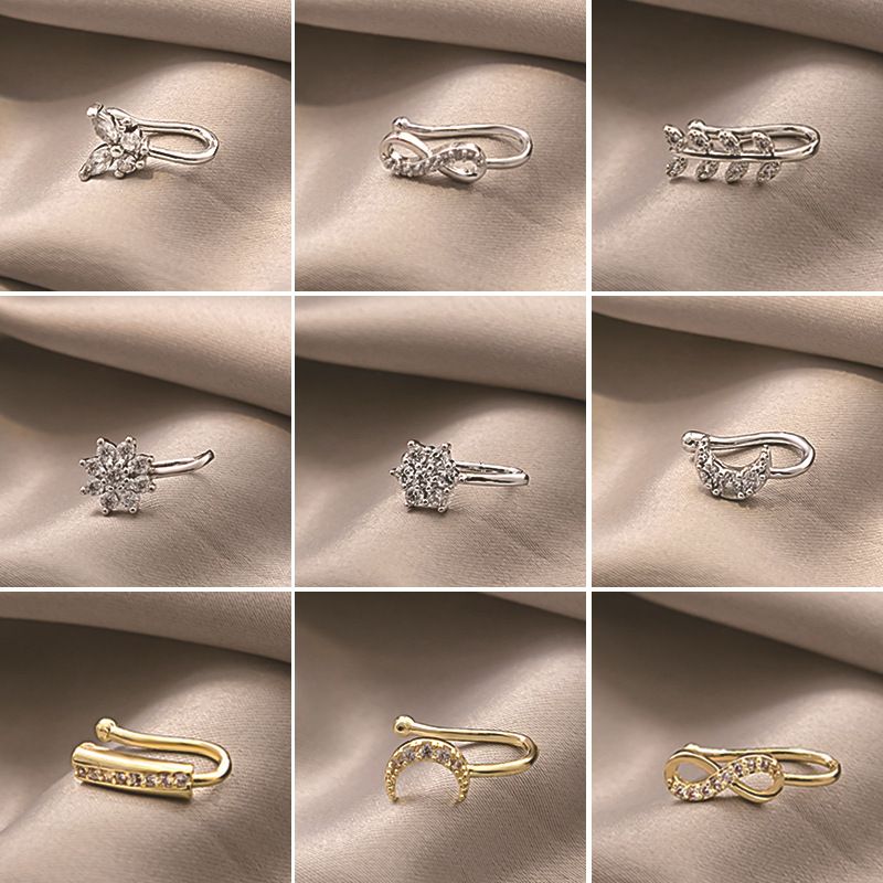 Europese en Amerikaanse niet-geperforeerde U-vormige neusklem Retro coole stijl Strikdecoratie Maan Achtpuntige ster Ingelegde diamant neusdecoratie_voghion.com