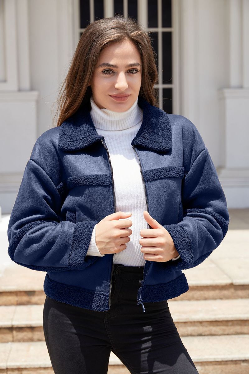 Jesensko-zimski novi semiš modni, topli in krzneni casual vetrovni plašč za ženske oblačila_voghion.com