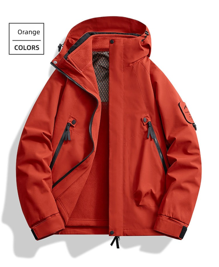 2025 Model 3-in-1 Men's Outdoor Hiking Couple Style Detachable Waterproof Solid Color Mountain Series Jacket For Women_voghion.com