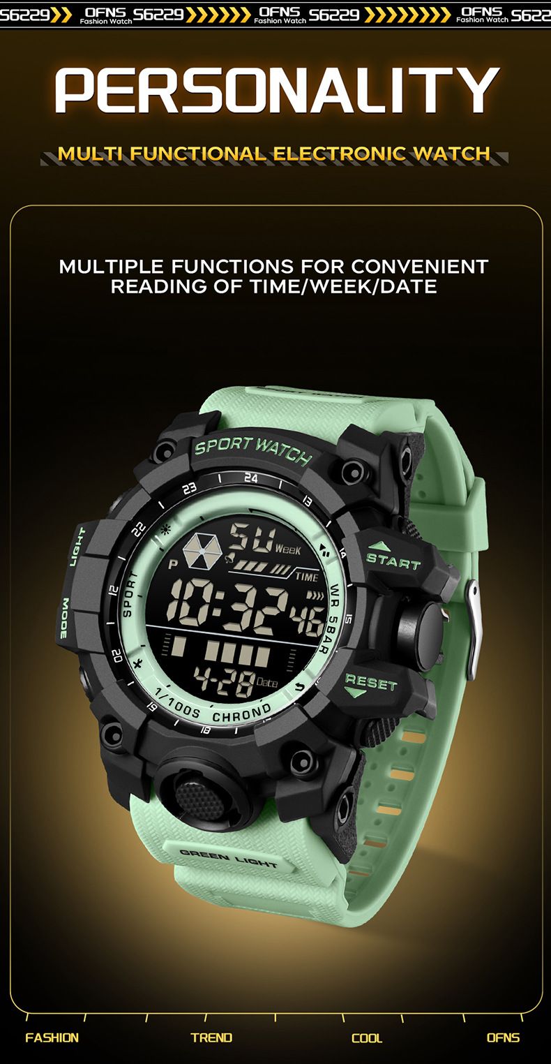 Orologio digitale impermeabile da uomo e da donna con retroilluminazione a LED, sveglia, cronometro, datario, orologio sportivo leggero per l'uso quotidiano_voghion.com