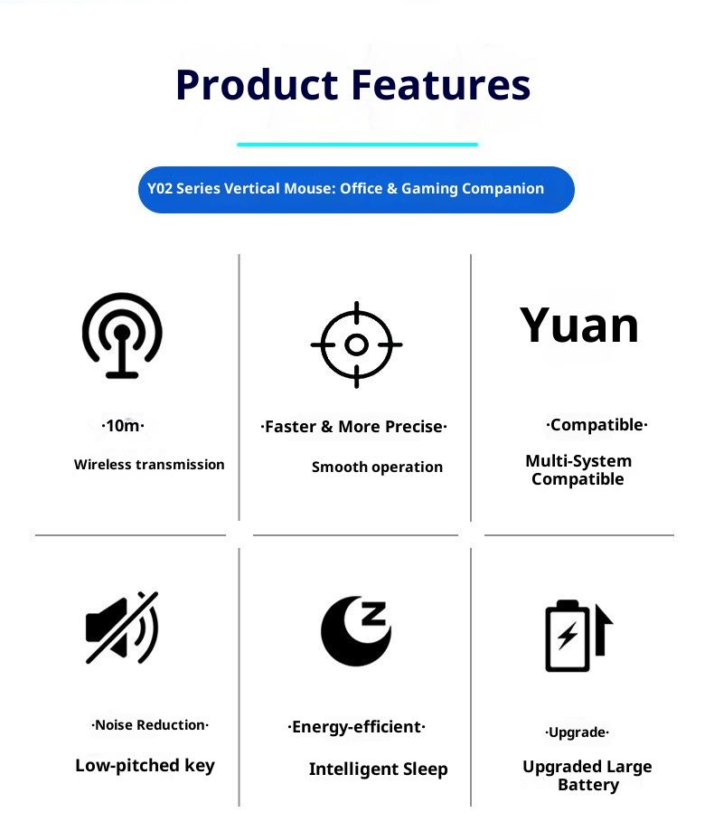 Digitex Digitex Rechargeable Vertical Wireless Mechanical Computer Laptop Gaming Office Infinite Bluetooth Mouse Wholesale_voghion.com