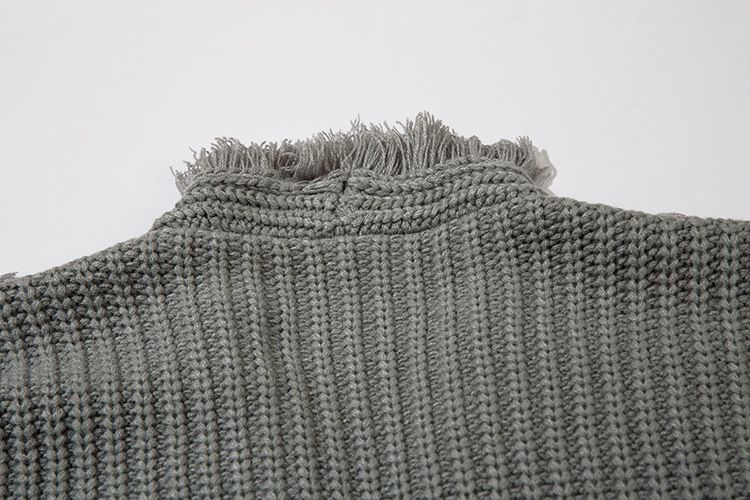 Street Style Tassel Fringe Design Knitted Cardigan For Men Women, Loose And Casual Loose-Fit Sweater_voghion.com