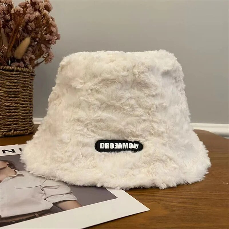 Autumn Winter Plush Bucket Hat Women Thicken Warm Fisherman Hats Korean Version Fashion Sunscreen Basin Caps 2024 New_voghion.com