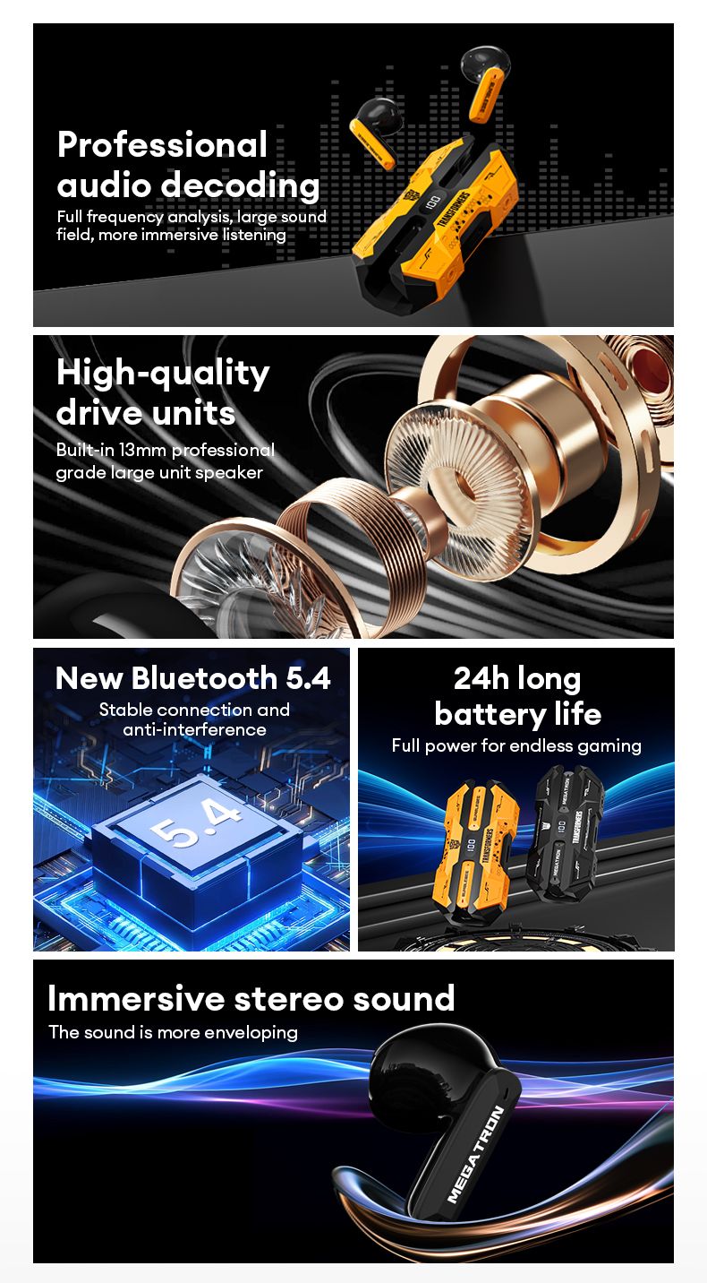 TF-T51 Bluetooth 5.4 Gaming-Headsets Stereo-Sound Kabellose Kopfhörer LED-Anzeige AI-Übersetzer-Kopfhörer_voghion.com