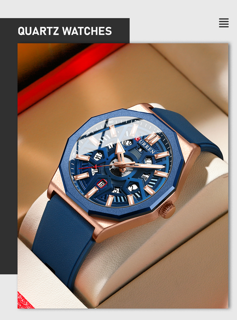 Orologio da uomo sportivo casual al quarzo impermeabile in gel di silice per uomo con data automatica e lancette dell'orologio 8437_voghion.com