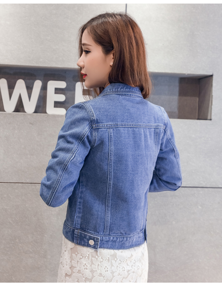Nuova giacca di jeans da donna primavera e autunno 2022 giacca di jeans corta casual da donna versione coreana giacca di colore solido_voghion.com