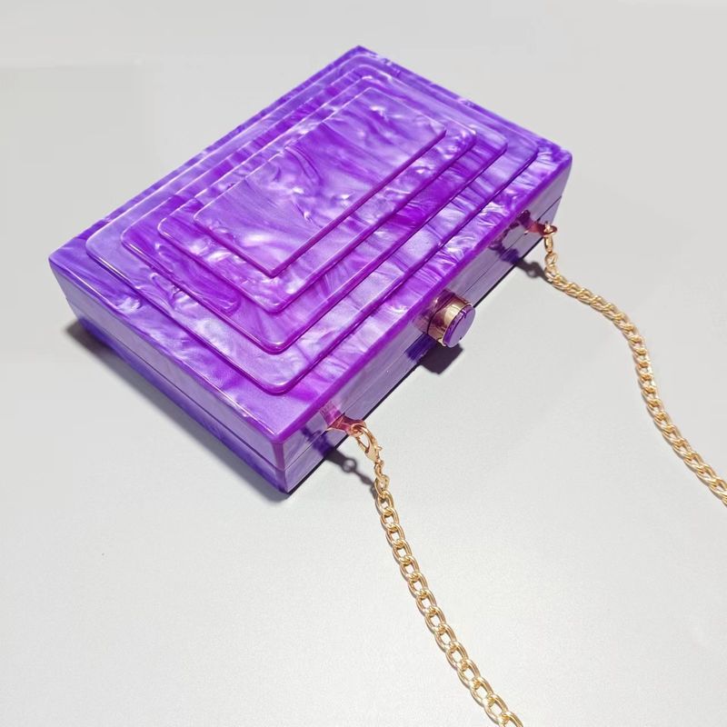 Borsa da donna, borsa da pranzo, borsa con cuciture retrò, tendenza, borsa a tracolla in acrilico con catena, per ragazza_voghion.com