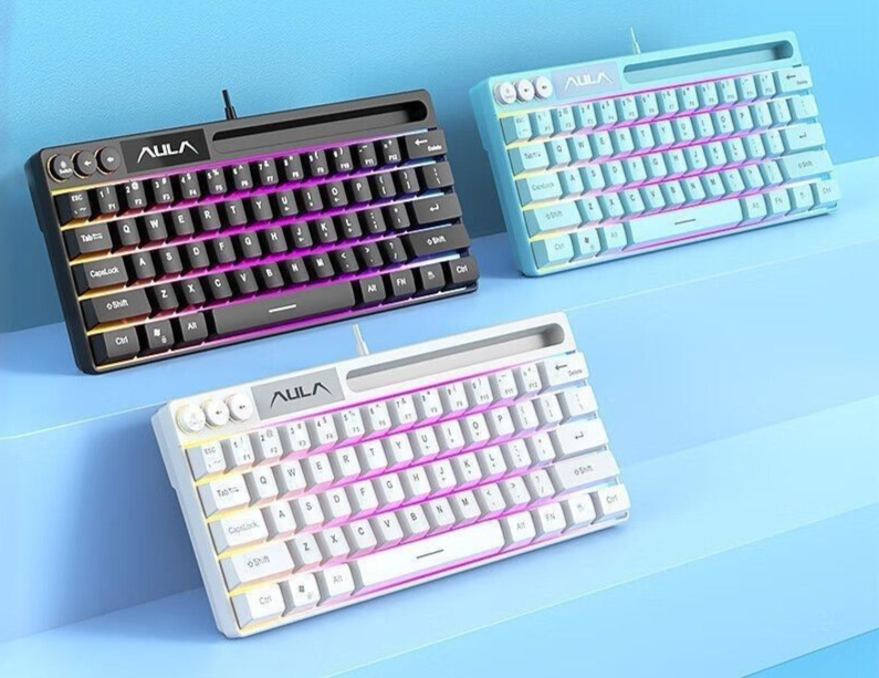 Wolf Spider F3061 Mini 61-Key Gaming Keyboard Mechanical Feel Colorful Wired Portable Computer Laptop Game_voghion.com